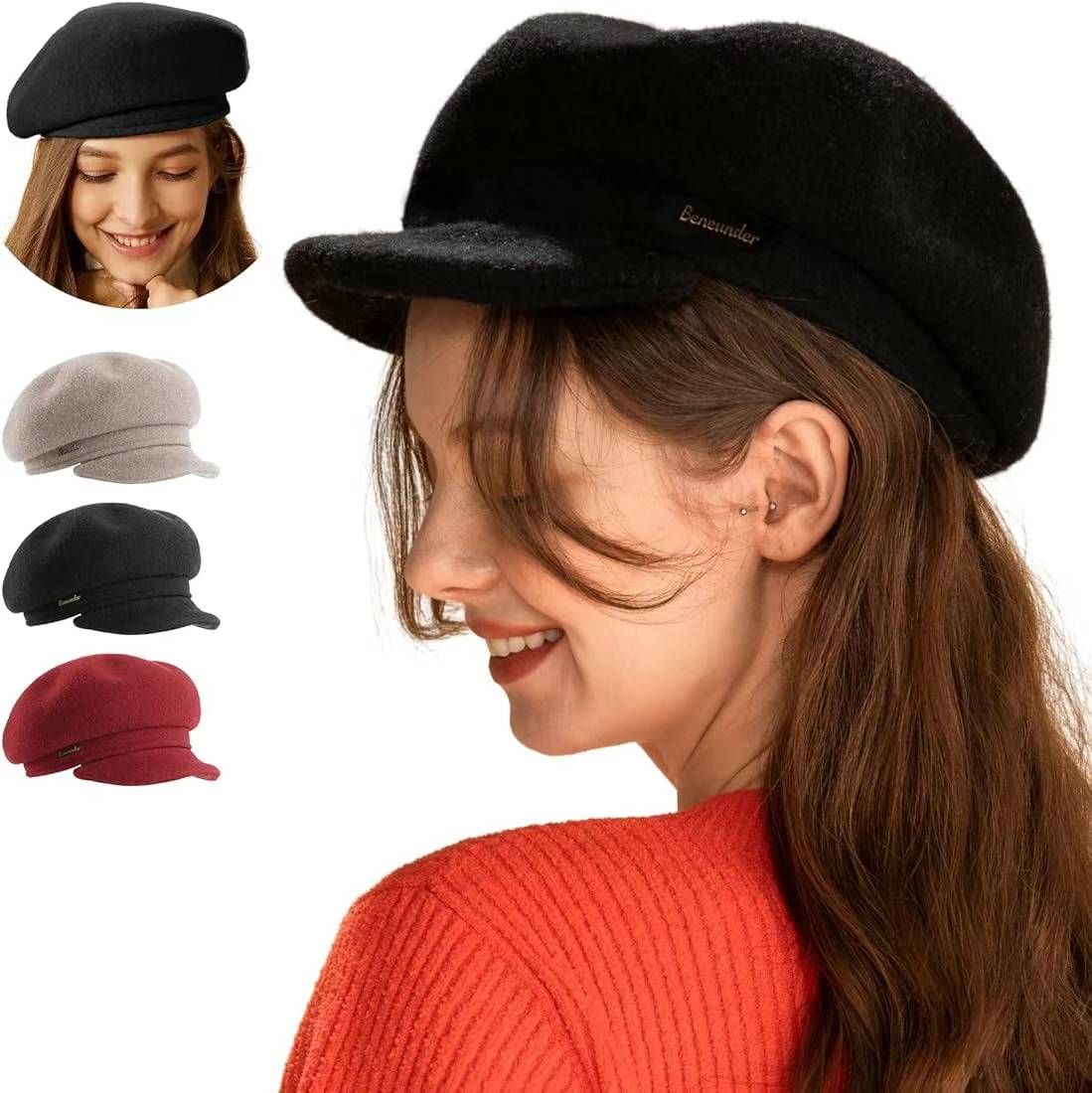 图片[1]-女士贝雷帽 黑色，红色，棕色，3个颜色
三十元一个包邮-日本亚马逊论坛-海外推广-同舟
