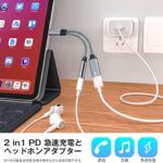 KOVCDVI タイプC イヤホン変換アダプター 二股 PD30W急...-同舟