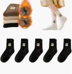 图片[1]-小熊保暖毛圈加绒袜  5双装 35元-日本亚马逊论坛-海外推广-同舟