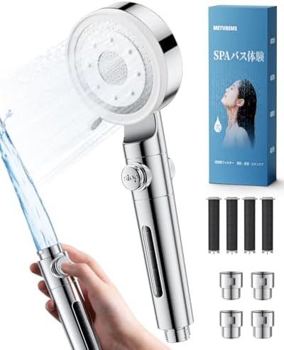 图片[1]-シャワーヘッド 節水 高水圧 5段階モード 手元止水機能 微細ナノバ…-日本亚马逊论坛-海外推广-同舟